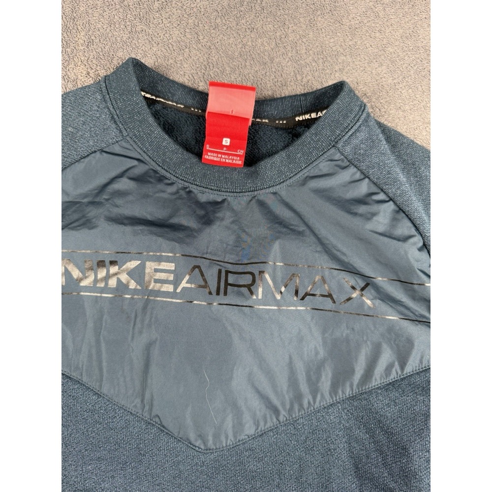 Nike Airmax Sweater Mens Size Small Black Swoosh Pullover Sweatshirt